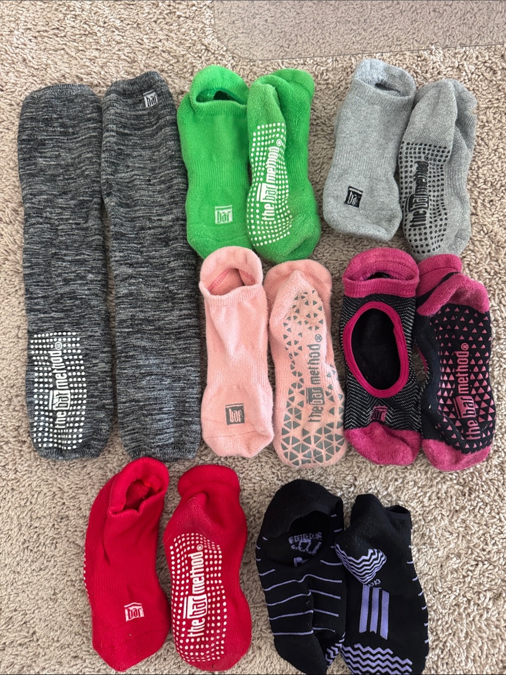 Bundle: Lot of 7 Barre Pilates Yoga Non-Slip No Show Socks